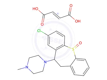 Chemical structure of Piperazine, 1-(8-chloro-10,11-dihydrodibenzo(b,f)thiepin-10-yl)-4-meth yl-, S-oxide, (Z)-2-butenedioate (1:1)
