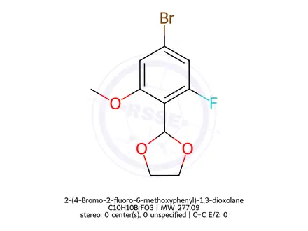Chemical structure of 2-(4-Bromo-2-fluoro-6-methoxyphenyl)-1,3-dioxolane