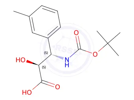 Chemical structure of (2S,3S)-3-((tert-butoxycarbonyl)amino)-2-hydroxy-3-(m-tolyl)propanoic acid