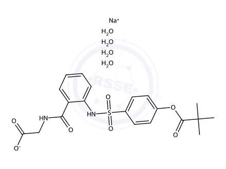 Chemical structure of Sivelestat Sodium Tetrahydrate