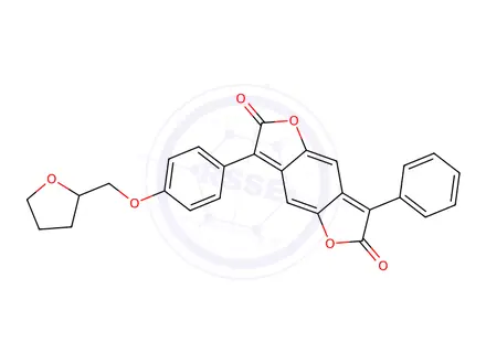 Chemical structure of 3-Phenyl-7-[4-(tetrahydrofurfuryloxy)phenyl]-1,5-dioxa-S-indacen-2,6-dione