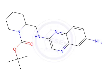 Chemical structure of tert-Butyl 2-(((6-aminoquinoxalin-2-yl)amino)methyl)piperidine-1-carboxylate