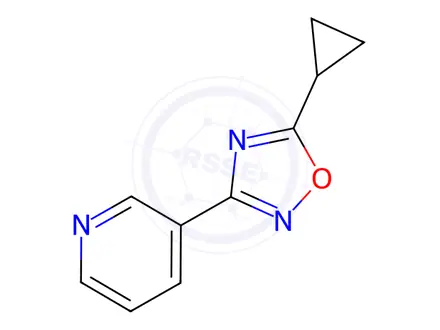 Chemical structure of 3-(5-Cyclopropyl-1,2,4-oxadiazol-3-yl)pyridine, 97%