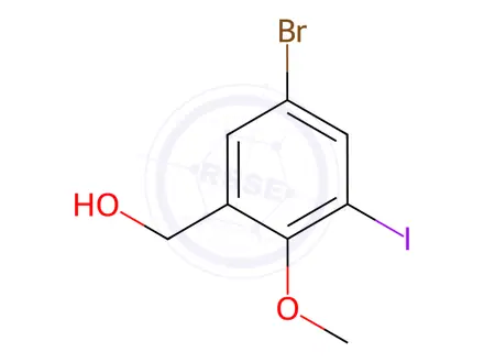 Chemical structure of (5-Bromo-3-iodo-2-methoxyphenyl)methanol
