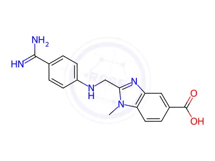 Chemical structure of 2-(((4-Carbamimidoylphenyl)amino)methyl)-1-methyl-1H-benzo[d]imidazole-5-carboxylic Acid