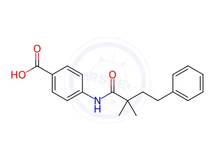 Chemical structure of Benzoic acid, 4-[(2,2-dimethyl-1-oxo-4-phenylbutyl)amino]-