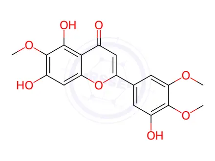 Chemical structure of 3′,5,7-Trihydroxy-4′,5′,6-trimethoxyflavone