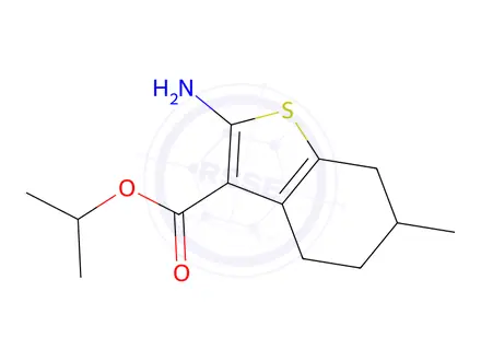 Chemical structure of Propan-2-yl 2-Amino-6-methyl-4,5,6,7-tetrahydro-1-benzothiophene-3-carboxylate