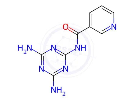 Chemical structure of N-(4,6-Diamino-1,3,5-triazin-2-yl)nicotinamide