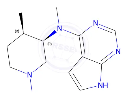 Chemical structure of N-methyl-N-(3R,4R)-(4-methyl-1-nitrosopiperidin-3-yl)-7H-pyrrolo[2,3-d]pyrimidin-4-amine
