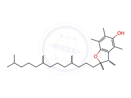 Chemical structure of 2,3-Dihydro-2,3,4,6,7-pentamethyl-2-(4,8,12-trimethyltridecyl)-5-benzofuranol