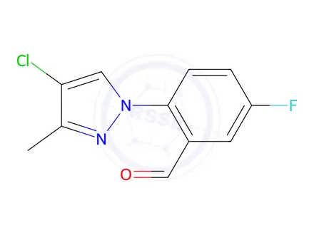Chemical structure of 2-(4-Chloro-3-methyl-1h-pyrazol-1-yl)-5-fluorobenzaldehyde