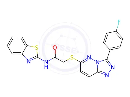Chemical structure of N-(Benzo[d]thiazol-2-yl)-2-((3-(4-fluorophenyl)-[1,2,4]triazolo[4,3-b]pyridazin-6-yl)thio)acetamide