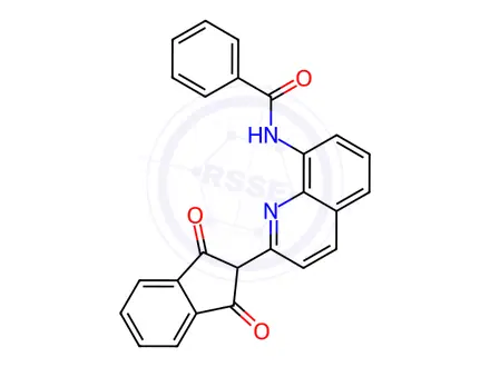 Chemical structure of N-(2-(1,3-Dioxo-2,3-dihydro-1H-inden-2-yl)quinolin-8-yl)benzamide