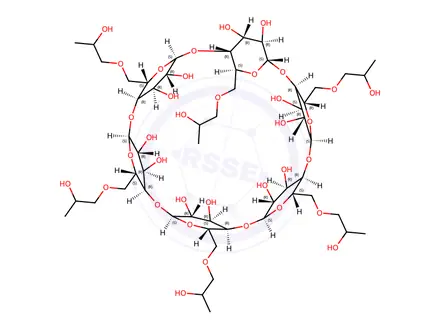Chemical structure of (2-Hydroxypropyl)-alpha-cyclodextrin (DS~4.5)