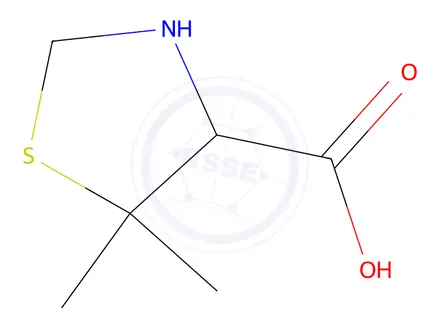 Chemical structure of 5,5-dimethylthiazolidine-4-carboxylic acid