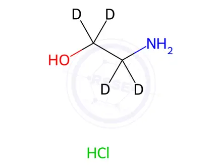 Chemical structure of 2-Aminoethan-1,1,2,2 D4 ol Hydrochloride