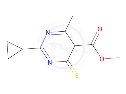 Chemical structure of methyl 2-cyclopropyl-4-methyl-6-thioxo-1,6-dihydropyrimidine-5-carboxylate