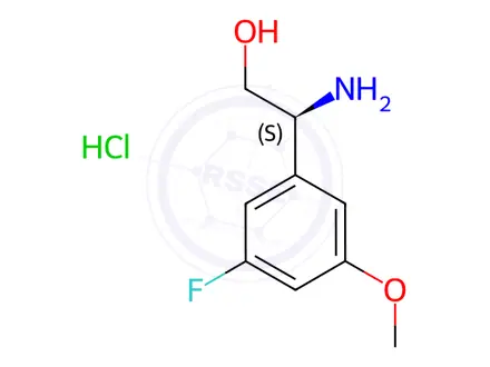 Chemical structure of (2S)-2-AMINO-2-(5-FLUORO-3-METHOXYPHENYL)ETHAN-1-OL HYDROCHLORIDE