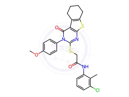 Chemical structure of N-(3-Chloro-2-methylphenyl)-2-((3-(4-methoxyphenyl)-4-oxo-3,4,5,6,7,8-hexahydrobenzo[4,5]thieno[2,3-d]pyrimidin-2-yl)thio)acetamide