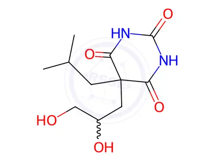 Chemical structure of 5-Isobutyl-5-(2,3-dihydroxypropyl)barbituric acid