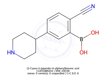Chemical structure of (2-Cyano-5-(piperidin-4-yl)phenyl)boronic acid