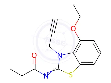 Chemical structure of N-(4-Ethoxy-3-(prop-2-yn-1-yl)benzo[d]thiazol-2(3H)-ylidene)propionamide