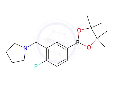 Chemical structure of 4-Fluoro-3-(pyrrolidinomethyl)phenylboronic acid pinacol ester