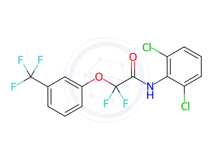 Chemical structure of N-(2,6-dichlorophenyl)-2,2-difluoro-2-(3-(trifluoromethyl)phenoxy)acetamide