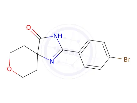 Chemical structure of 2-(4-Bromophenyl)-8-oxa-1,3-diazaspiro[4.5]Dec-1-en-4-one
