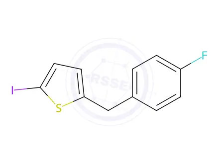 Chemical structure of Thiophene, 2-[(4-fluorophenyl)Methyl]-5-iodo-