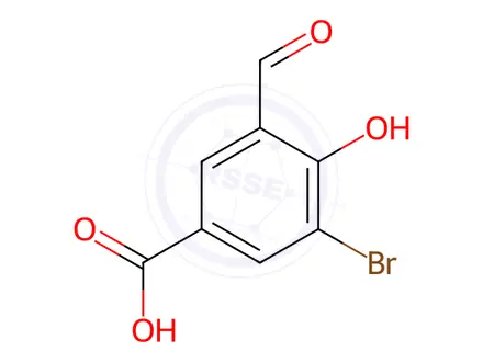 Chemical structure of Benzoic acid, 3-bromo-5-formyl-4-hydroxy-
