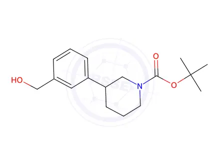 Chemical structure of Tert-butyl 3-(3-(hydroxymethyl)phenyl)piperidine-1-carboxylate