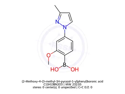 Chemical structure of (2-Methoxy-4-(3-methyl-1H-pyrazol-1-yl)phenyl)boronic acid