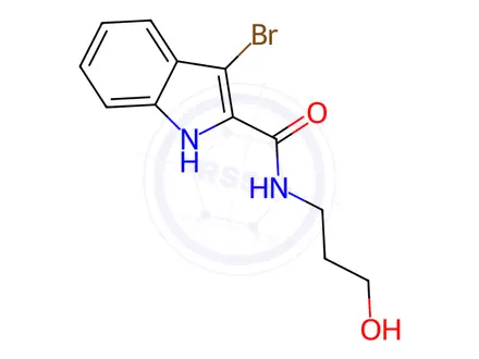 Chemical structure of 3-bromo-N-(3-hydroxypropyl)-1H-indole-2-carboxamide