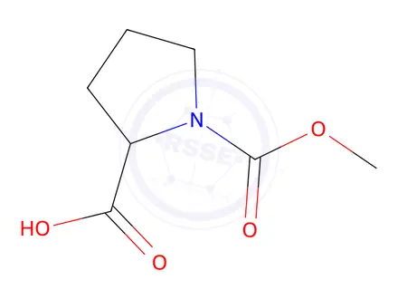 Chemical structure of 1-(methoxycarbonyl)pyrrolidine-2-carboxylic acid