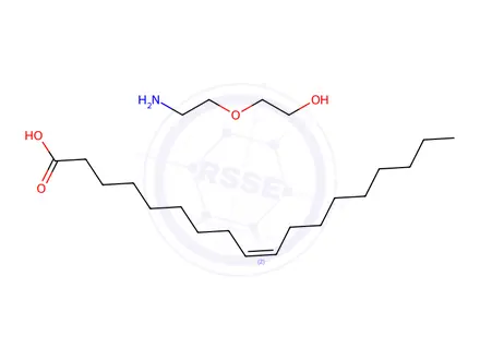 Chemical structure of oleic acid, compound with 2-(2-aminoethoxy)ethanol (1:1)