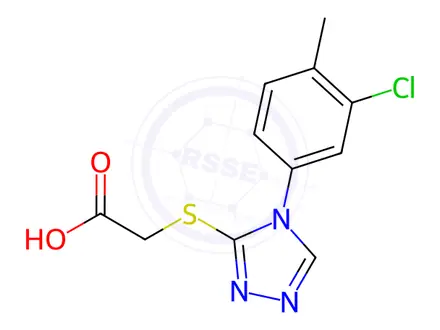 Chemical structure of {[4-(3-chloro-4-methylphenyl)-4H-1,2,4-triazol-3-yl]thio}acetic acid