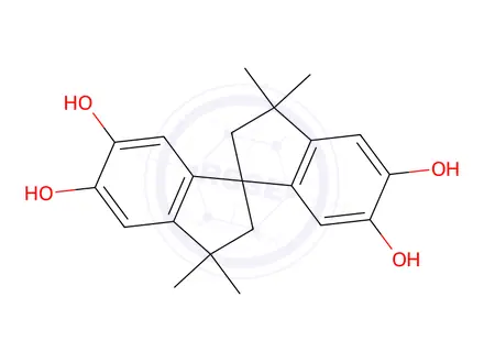 Chemical structure of 1,1'-Spirobi(1H-indene)-5,5',6,6'-tetrol, 2,2',3,3'-tetrahydro-3,3,3',3'-tetramethyl-