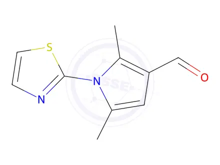 Chemical structure of 2,5-DIMETHYL-1-(1,3-THIAZOL-2-YL)-1H-PYRROLE-3-CARBALDEHYDE