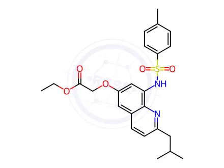 Chemical structure of Ethyl 2-(2-Isobutyl-6-quinolyloxy-8-p-toluenesulfonamido)acetate