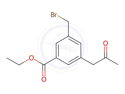 Chemical structure of Ethyl 3-(bromomethyl)-5-(2-oxopropyl)benzoate