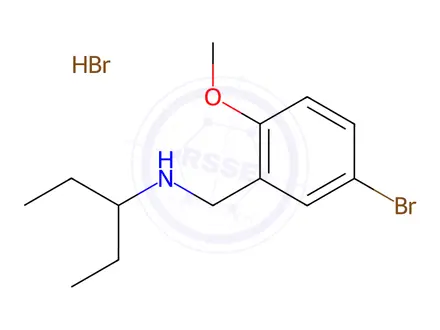 Chemical structure of N-(5-bromo-2-methoxybenzyl)pentan-3-amine hydrobromide