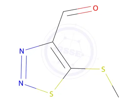 Chemical structure of 1,2,3-Thiadiazole-4-carboxaldehyde, 5-(methylthio)-(9CI)
