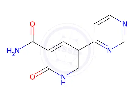 Chemical structure of 2-Oxo-5-(pyrimidin-4-yl)-1,2-dihydropyridine-3-carboxamide