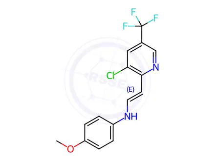 Chemical structure of N-[(E)-2-[3-Chloro-5-(trifluoromethyl)pyridin-2-yl]ethenyl]-4-methoxyaniline