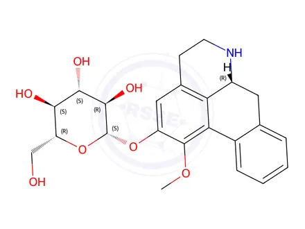 Chemical structure of asimilobine-2-O-glucoside
