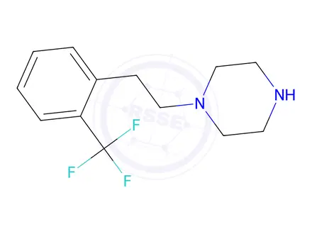 Chemical structure of 141929-43-3 ACMC-20n107 Piperazine, 1-[2-[2-(trifluoromethyl)phenyl]ethyl]-