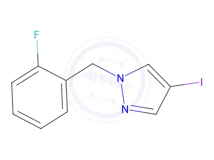 Chemical structure of 1-[(2-fluorophenyl)methyl]-4-iodo-1h-pyrazole