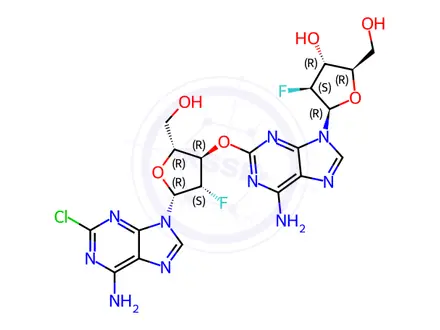 Chemical structure of (2R,3R,4S,5R)-5-(6-Amino-2-(((2R,3R,4S,5R)-5-(6-amino-2-chloro-9H-purin-9-yl)-4-fluoro-2-(hydroxymethyl)tetrahydrofuran-3-yl)oxy)-9H-purin-9-yl)-4-fluoro-2-(hydroxymethyl)tetrahydrofuran-3-ol